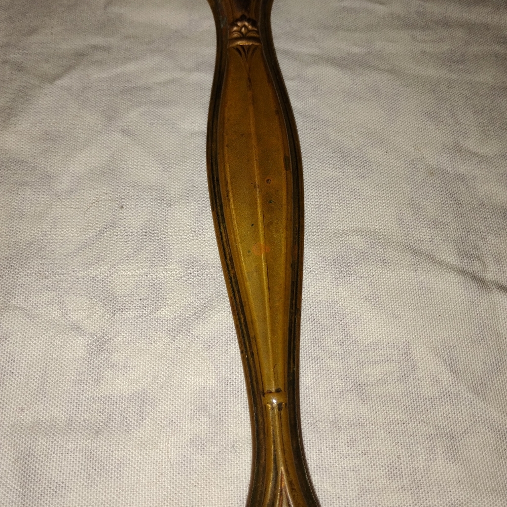 Vintage Hand Held Mirror Beautiful Golden Brassy Color Estate Sale Find - Picture 3 of 15